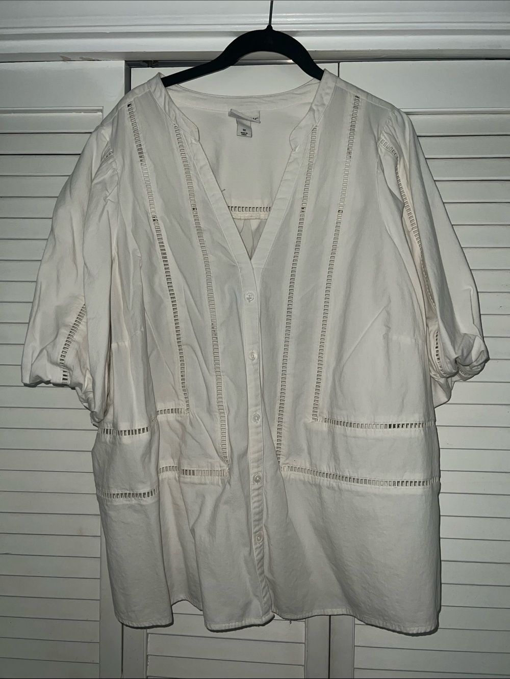 Ava & Viv White Button-Front Eyelet Tunic Dress